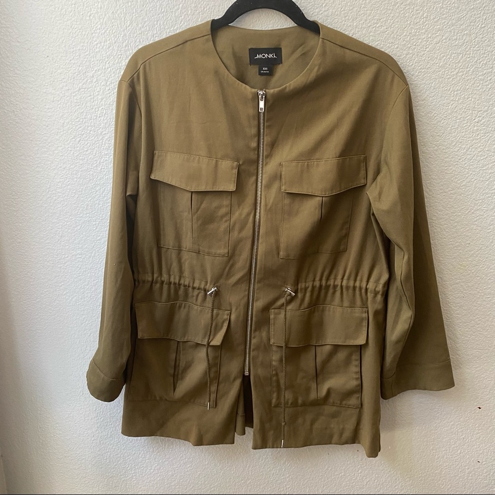 MONKI green utility lightweight zip jacket women’s XXS
